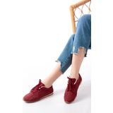 Rs-01 Bordo Süet İnce Taban Günlük Spor Ayakkabı