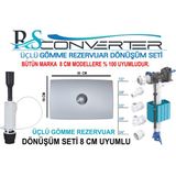 RS Converter Rsconverter Gömme Rezervuar Üçlü Dönüşüm Seti Tamir ve Değişim Kiti 8 cm Gömme Rezervuarlar İçin Uyumludur - 19x30