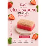 R&S Doğal Kozmetik Kabak Lifli Çilekli Sabun - El Yapımı Peeling Etkili Cilt Temizleme Sabunu