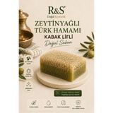 R&S Doğal Kozmetik Kabak Lifli Zeytinyağlı Türk Hamamı Sabunu - El Yapımı Peeling Etkili Cilt Temizleme Sabunu