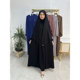 R&S Modibone Ferace & Abaya Sufle Esarp ve Üsten Robalı Kemerli Elbise Takım .hac ve Umre Için Uygundur Siyah - Standart