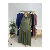 R&S modibone Ferace & Abaya Sufle Esarp ve Üsten robalı kemerli elbise Takım .hac Ve Umre Için Uygundur yeşil