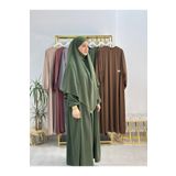 R&S modibone Ferace & Abaya Sufle Takım ,yandan Robalı Elbise .hac Ve Umre Için Uygundur Yeşil Renk