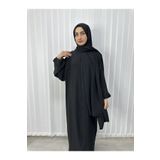 R&S modibone şallı namaz elbisesi ,hijap, tek parca ( hac ve umre için uygunudur )siyah renk