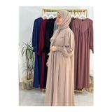 R&S modibone şallı takım,tesettür önü V model büzgülü elbise ,abaya hijab,ferrace hac ve umre ıcınde uygundur bej