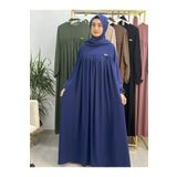 R&S modibone Şallı Ve Üsten Robalı,Kemerli Elbise Takım .Hijap ,Abaya (Hac Ve Umre Için Uygundur) indigo