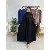 R&S Modibone Şallı ve Üsten Robalı,kemerli Elbise Takım .hijap ,abaya (Hac ve Umre Için Uygundur) Siyah - Standart