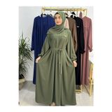R&S modibone Şallı Ve Üsten Robalı,Kemerli Elbise Takım .Hijap ,Abaya (Hac Ve Umre Için Uygundur) yeşil