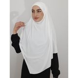 R&S Modibone Sufle Hazır Baglamalı Peceli Büyük Esarp Hıjap Hac ve Umre Icın Uygun - Beyaz Ekru