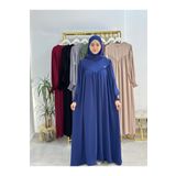 R&S modibone tesettür önü V model büzgülü elbise ,sufle esarp takım ,abaya hijap ındıgo