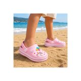 rs riva shoes Kız Çocuk Kreş Havuz Bahçe Terlik | Gökkuşağı ve Harf Aksesuarlı Hafif Günlük Terlik