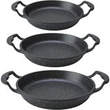 Rs Sembol 3 Lü Döküm 18-20-22 cm Sahan Seti - Siyah