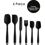 RSC Marketim 6lı Takım Yanmaz Yapışmaz Mutfak Pasta Slikon Yumurta Fırçası Kaşık Bıçak Spatula Seti 4.6 10878 Değerlendirme Fotoğraflı Yorum Iconu - Siyah