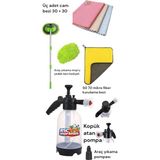 RSC Marketim Araç Yıkama Seti / Köpük Atan Pompa Yedek Başlıklı / Araba Yıkama Mopu Microfiber Yedek Bezli / Mikrofiber Araç Kurulama Bezi 50*70 / 3`lü Cam Bezi 30*30 - 10 ml