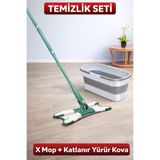 RSC MARKETİM X Mop Kelebek Mop Kendinden Sıkmalı Yeni Nesil Mop 360° Döner Başlıklı / Katlanır Yürür Kova