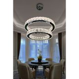 RSCOLLECTIONS 2 Katlı Daire Kristal Taşlı Modern LED Avize – 3 Işık Modu – Şık Sarkıt