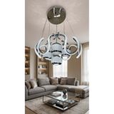RSCOLLECTIONS Arya XL Yakamoz 4 Top Simli Slikon Modern Sarkıt Salon Avizesi Kumandalı Krom