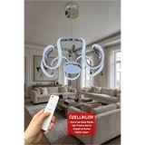 RSCOLLECTIONS Eliza Tek Top Simli Modern Sarkıt Oturma & Salon Led Avizesi Kumandalı Krom