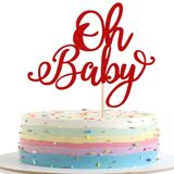 Rsstarxi 1 Paket Oh Bebek Pasta Süsü Kırmızı Parıltılı Bebek Duşu Kek Toplama Dekorasyonları Bebek Vaftiz veya Yeni Bebek Cinsiyet Açıklama Çocuklar Doğum Günü Partisi Malzemeleri