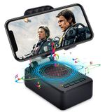 RSUARSUA Bluetooth Hoparlörlü Cep Telefonu Standı HD Surround Ses Bluetooth Hoparlör Ayarlanabilir Telefon Tutucu Hediyeler Kadın Erkek Geniş Cep Telefonu ve Tablet ile Uyumlu (A-Siyah)