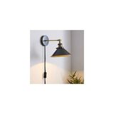 Rsylight 22 cm Retro Metal Rustik Dekoratif Mafsallı Kablolu Anahtarlı Duvar Aplik