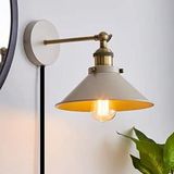 Rsylight 30 cm Retro Metal Beyaz Kablolu Anahtarlı Rustik Duvar Aplik