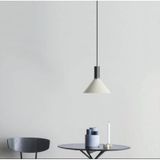 Rsylight 30 cm Retro Metal Dekoratif Beyaz İçi Beyaz Siyah Duylu Tekli Beyaz Sarkıt Avize