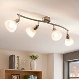 Rsylight 4 Lü Inox 180 Derece Hareketli Beyaz Camlı Modern Dekoratif Avize Gümüş