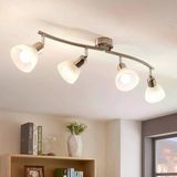 Rsylight 4 Lü İnox 180 Derece Hareketli Beyaz Camlı Modern Dekoratif Avize