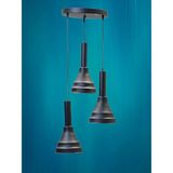 Rsylight Daria Retro Metal Dekoratif 3 Lü Modern Rustik Sarkıt Avize Çap:30 cm - Siyah