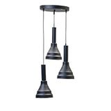 Rsylight Dylight Daria Retro Metal Dekoratif 3 Lü Modern Rustik Sarkıt Avize Çap:30 Cm Siyah