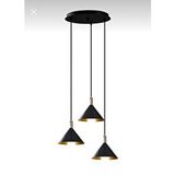 Rsylight Dylight Derin Siyah Metal Dekoratif 3 Lü Rustik Sarkıt Avize Çap:30 Cm