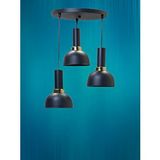 Rsylight Dylight Mina Retro Metal Dekoratif 3 Lü Modern Rustik Sarkıt Avize Çap:30 Cm Siyah