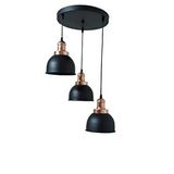 Rsylight Dylight Retro Metal Siyah Bakır Duylu 3 Lü Dekoratif Sarkıt Avize Çap:30 Cm