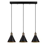 Rsylight Dylight Retro Siyah 3 Lü Masa Üstü Sıralı Dekoratif Rustik Sarkıt Avize Çap 60 Cm