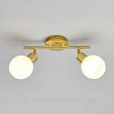 Rsylight Metal Eskitme Kaplama Opal Camlı Tavan Plofyoner 2 Li 180 Derece Hareketli Avize Altın