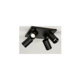 Rsylight Metal Hareketli Modern Siyah Kare 4'lü Beyaz Ampullü Led Spot Avize