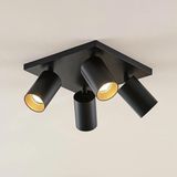 Rsylight Metal Hareketli Modern Siyah Kare 4'lü Günışığı Ampullü Led Spot Avize