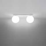 Rsylight Metal Modern Beyaz Opal Camlı Tavan Plofyoner 2 Li Tavan Avize