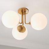 Rsylight Metal Modern Eskitme Kaplama Tavan Plofyoner 3 Lü Opal Camlı Avize - 0