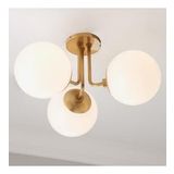Rsylight Metal Modern Eskitme Kaplama Tavan Plofyoner 3 Lü Opal Camlı Avize