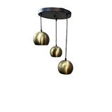 Rsylight Metal Modern Rustik Retro Eskitme Kaplama Yuvarlak 3 Lü Ledli Günışığı Ampullü Sarkıt Avize Altın