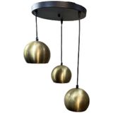 Rsylight Metal Modern Rustik Retro Eskitme Kaplama Yuvarlak 3 Lü Ledli Günışığı Ampullü Sarkıt Avize