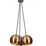 Rsylight Metal Modern Rustik Retro Eskitme Kaplama Yuvarlak 3 Lü Opal Camlı Sarkıt Avize Altın