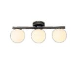 Rsylight Metal Modern Siyah Opal Camlı Tavan Plofyoner 3 LüTavan Avize