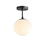 Rsylight Metal Modern Siyah Opal Camlı Tavan Plofyoner Tekli Avize