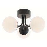 Rsylight Metal Modern Siyah Tavan Plofyoner 3 Lü Opal Camlı Avize
