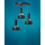 Rsylight Mina Retro Metal Dekoratif 3 Lü Modern Rustik Sarkıt Avize Siyah