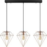 Rsylight Modern Bakır 3 Lü Masa Üstü Sıralı Rustik Retro Metal Prizma Dekoratif Sarkıt Avize - 1 - Siyah