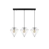 Rsylight Modern Krom 3 Lü Masa Üstü Sıralı Rustik Retro Metal Prizma Dekoratif Sarkıt Avize